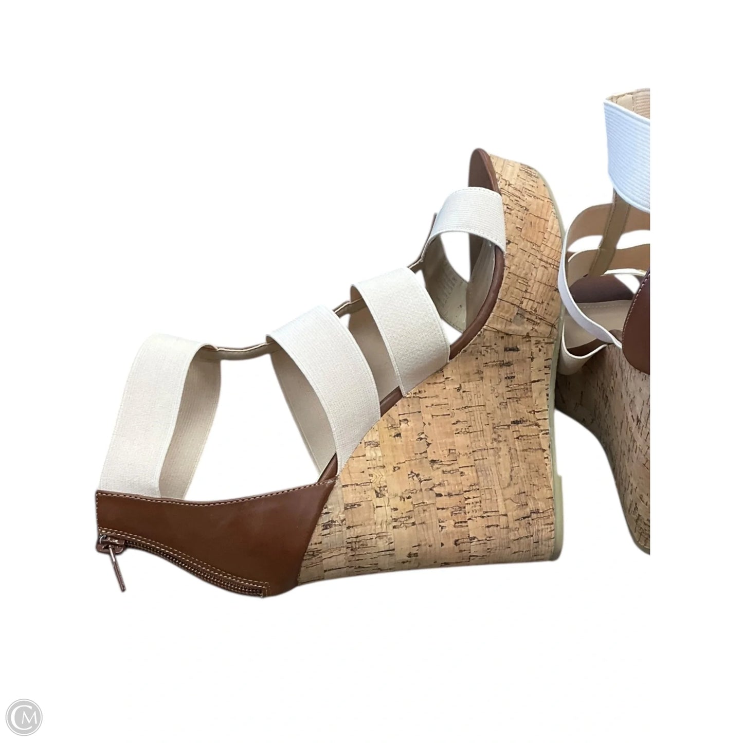 Shoes Heels Wedge By Steve Madden In Brown & Cream, Size: 9.5
