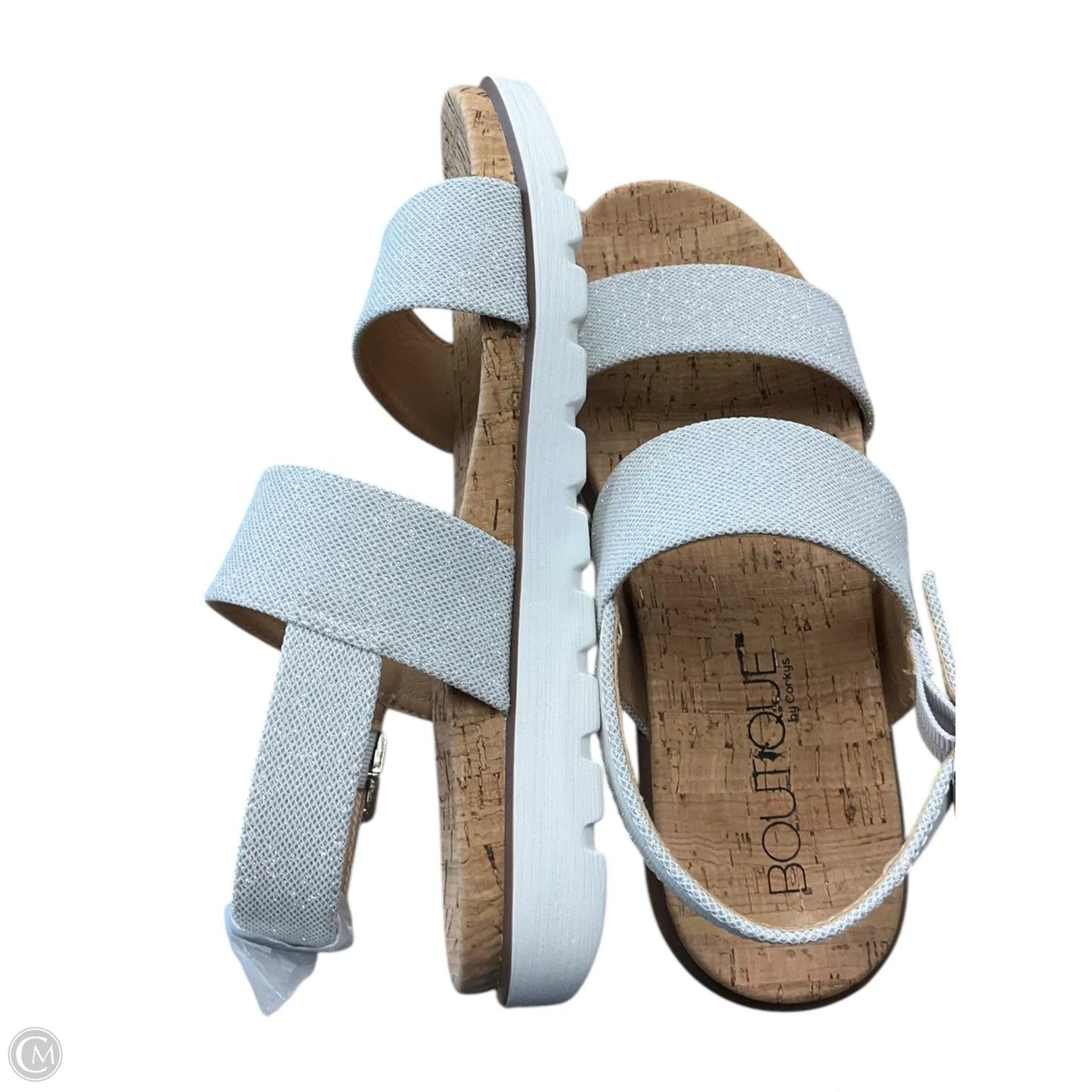Sandals Flats By Corkys In Silver & Tan, Size: 8