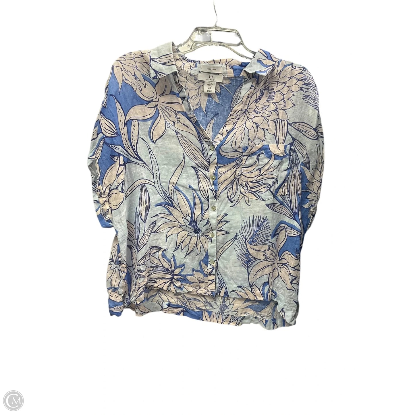 Top Short Sleeve Designer By Halston In Blue, Size: Xl