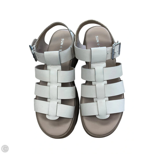 Sandals Heels Platform By Cme In Tan, Size: 7.5