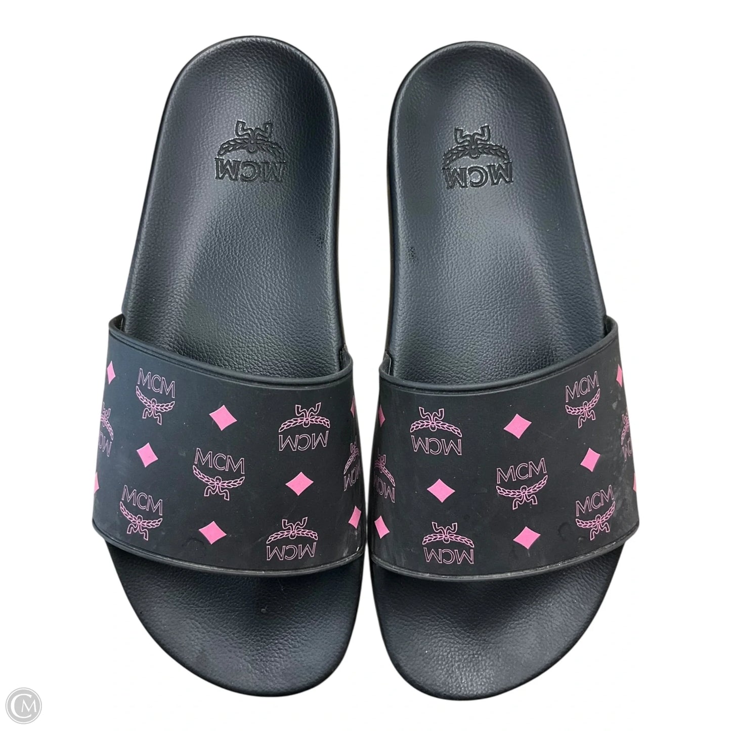 Sandals Luxury Designer By Mcm In Black & Pink, Size: 9.5