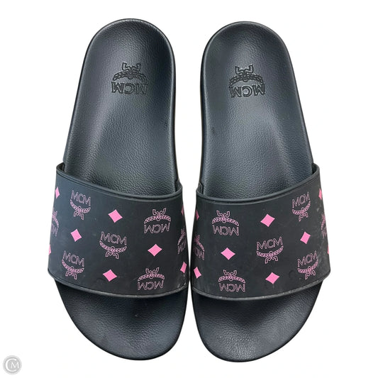 Sandals Luxury Designer By Mcm In Black & Pink, Size: 9.5