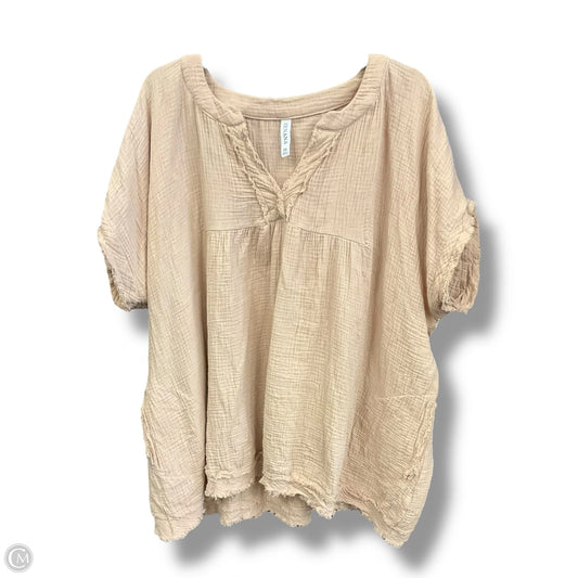 Top Short Sleeve By Zenana Outfitters In Tan, Size: 3x