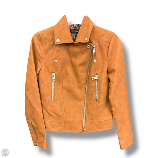 Jacket Moto By Forever 21 In Brown, Size: S