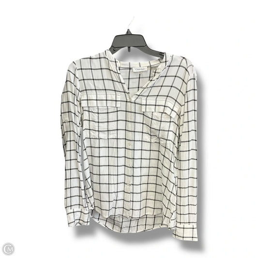 Blouse Long Sleeve By Calvin Klein In Checkered Pattern, Size: S