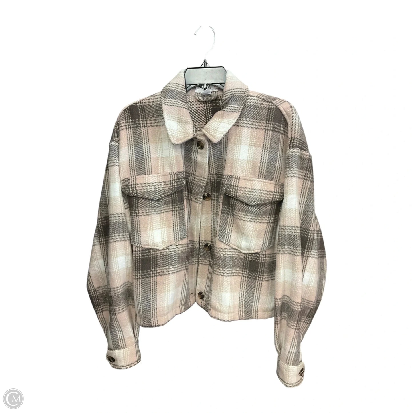 Jacket Shirt By For The Republic In Brown & Cream, Size: Xl