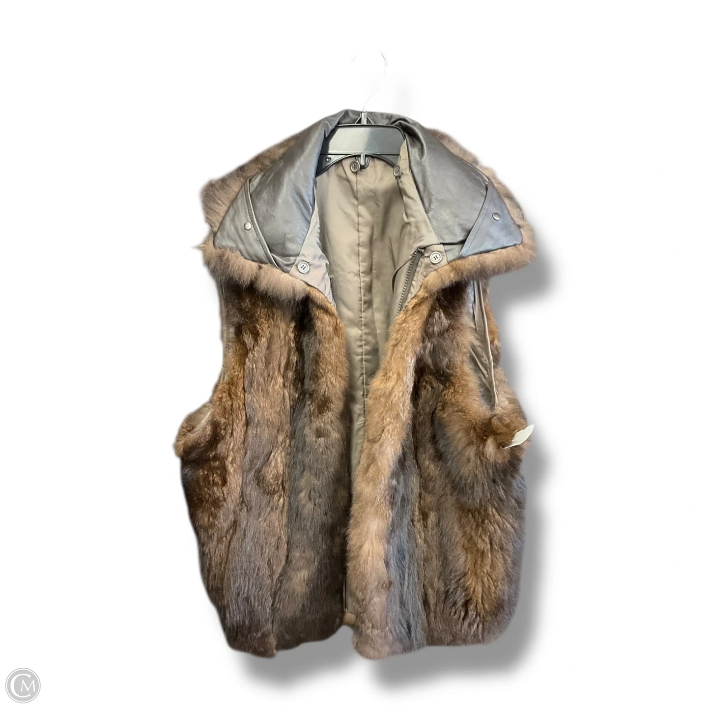 Vest Faux Fur & Sherpa By Clothes Mentor In Brown, Size: M