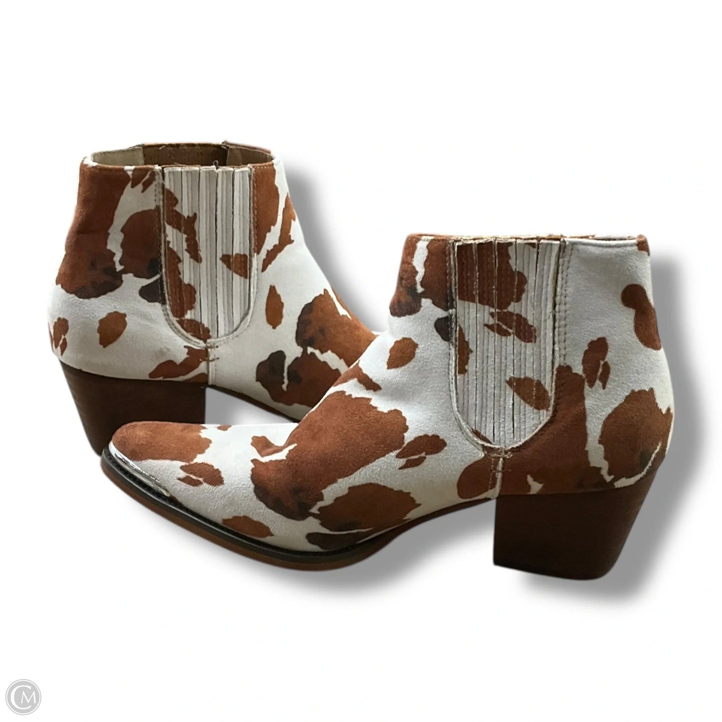 Boots Ankle Heels By Clothes Mentor In Animal Print, Size: 8