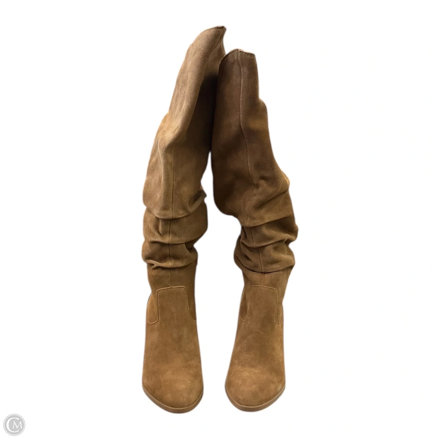 Boots Knee Heels By Nine West In Tan, Size: 8