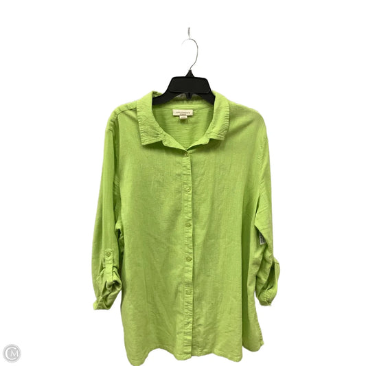 Blouse 3/4 Sleeve By Appleseeds In Green, Size: 2x
