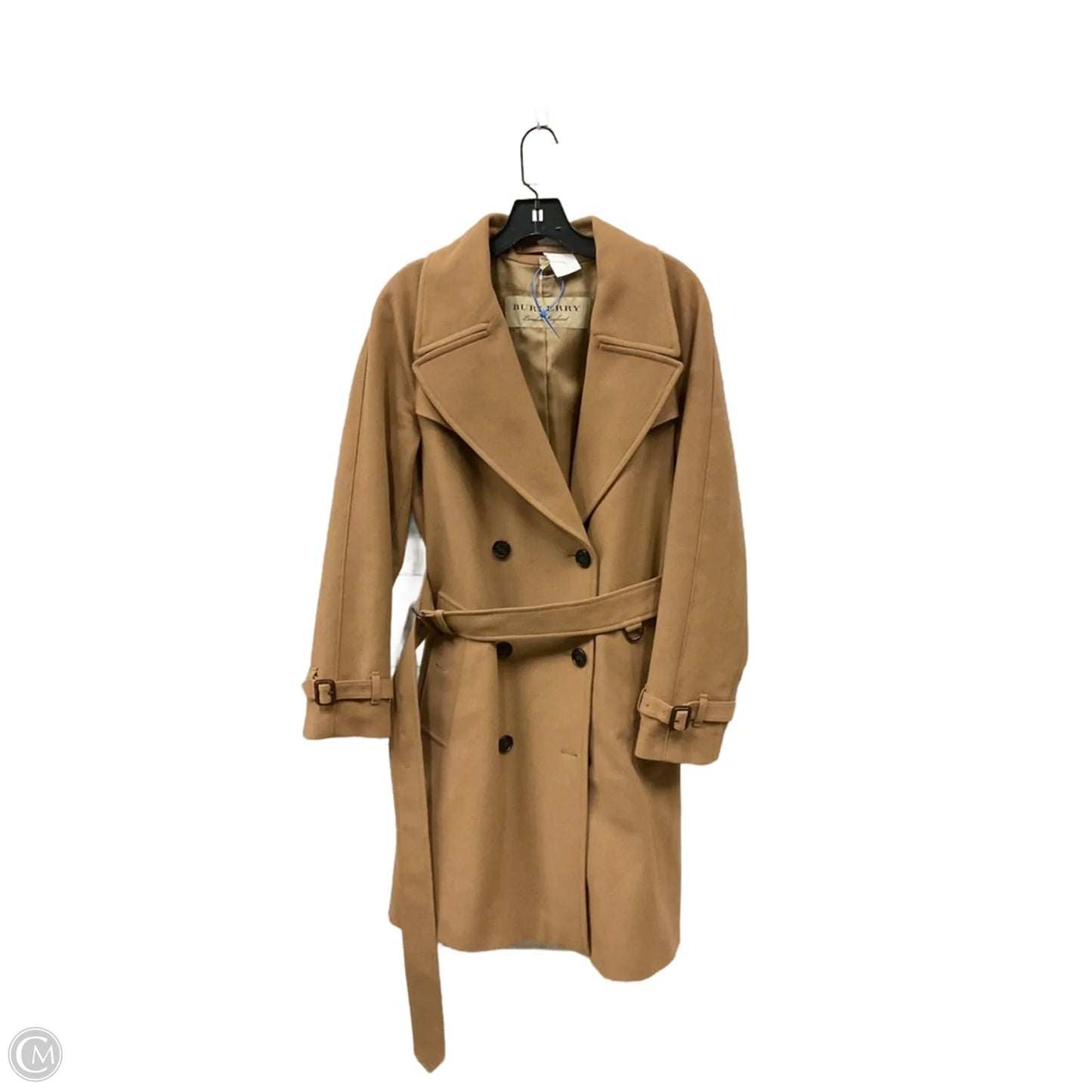 Coat Luxury Designer By Burberry In Tan, Size: S