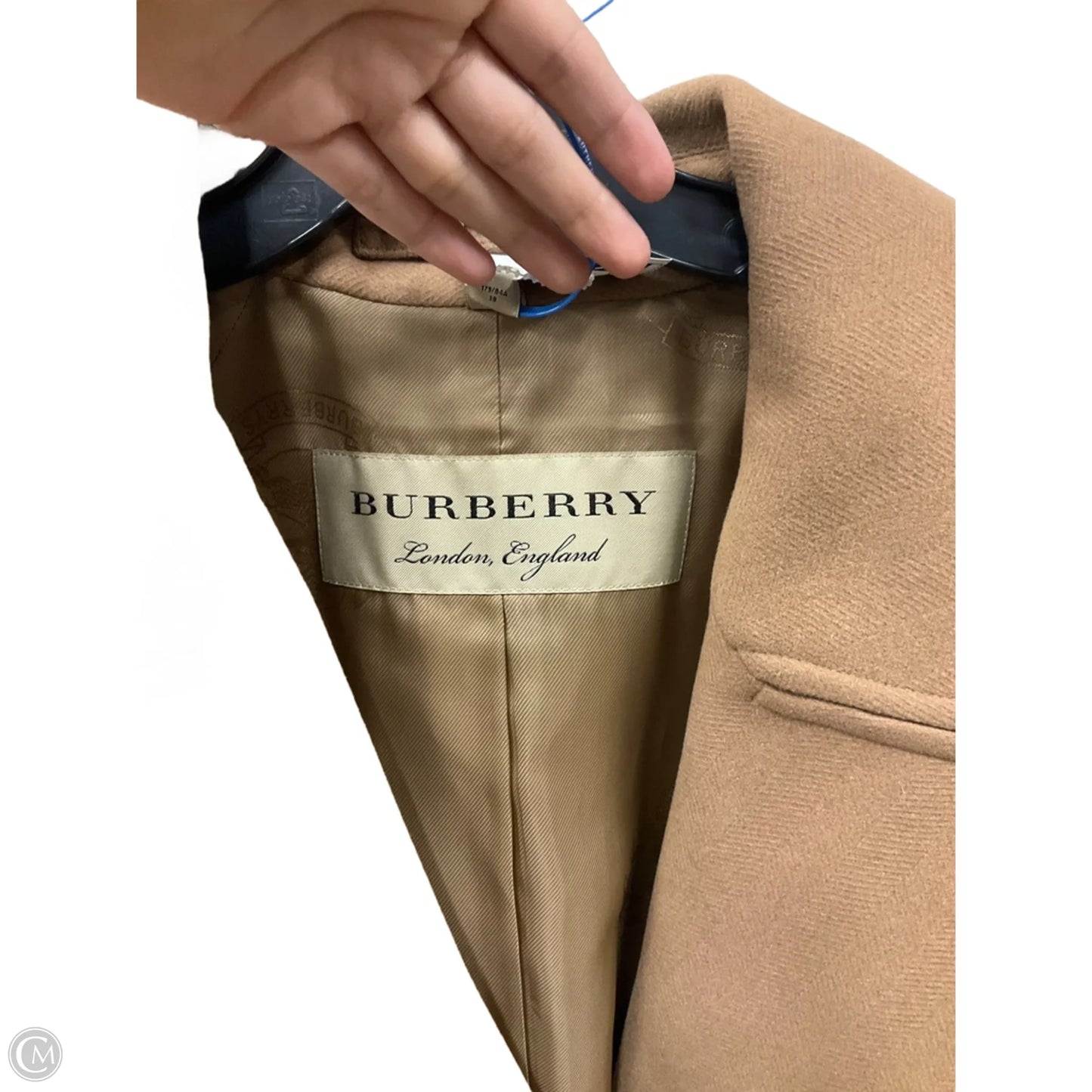 Coat Luxury Designer By Burberry In Tan, Size: S