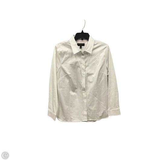 Blouse Long Sleeve By Banana Republic In White, Size: L