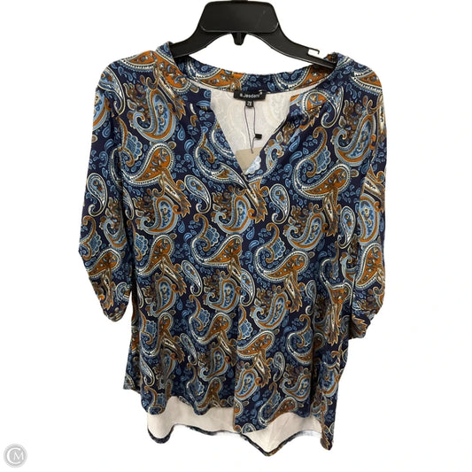 Top 3/4 Sleeve Basic By Clothes Mentor In Multi-colored, Size: 2x