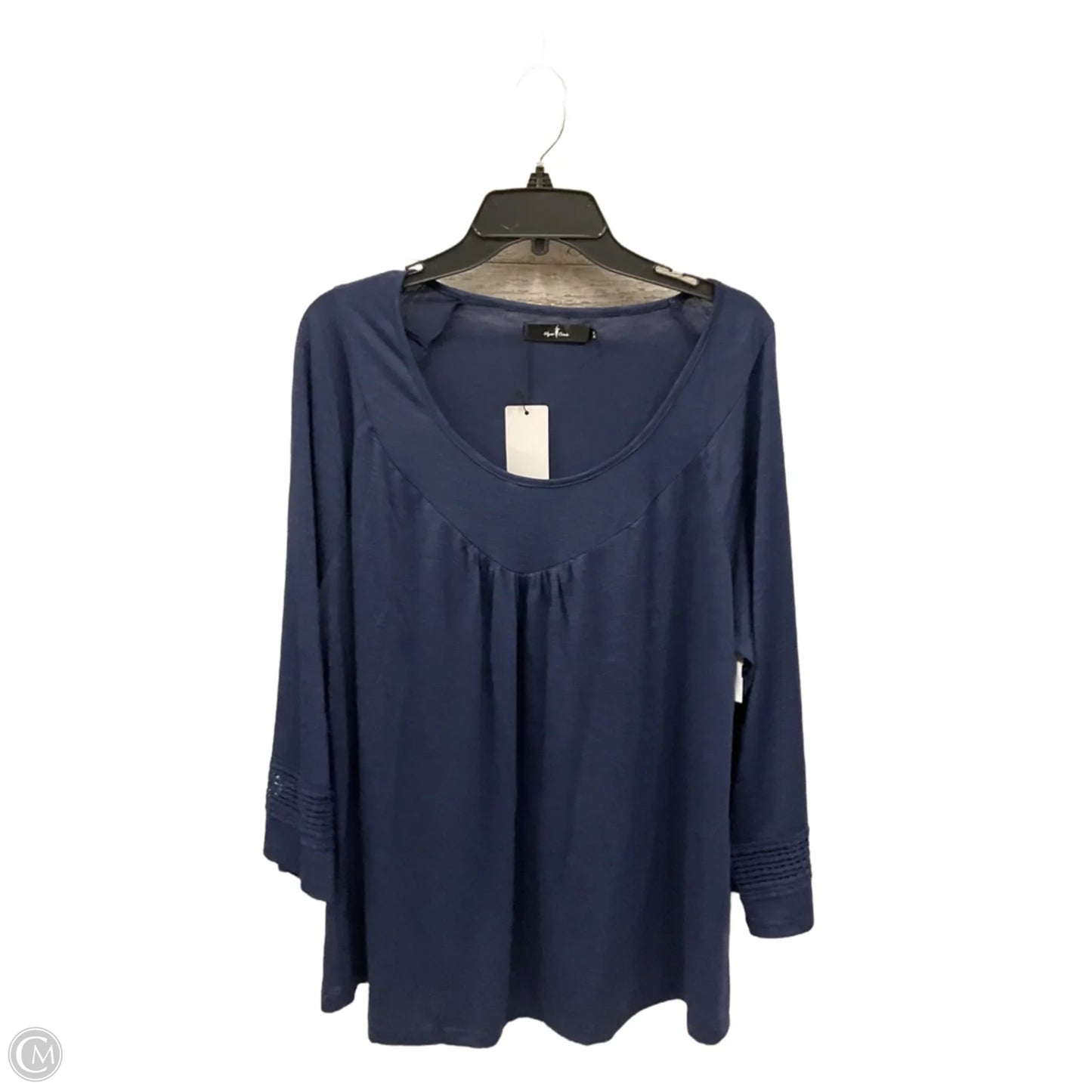 Top 3/4 Sleeve Basic By Clothes Mentor In Navy, Size: 3x
