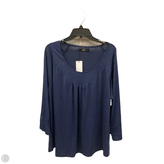 Top 3/4 Sleeve Basic By Clothes Mentor In Navy, Size: 3x