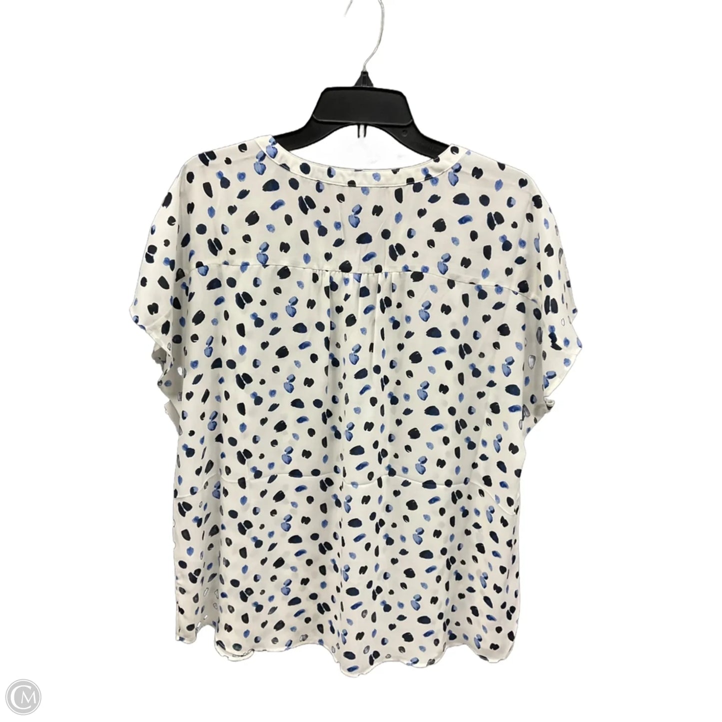 Top Short Sleeve By Banana Republic In Blue & White, Size: Xl