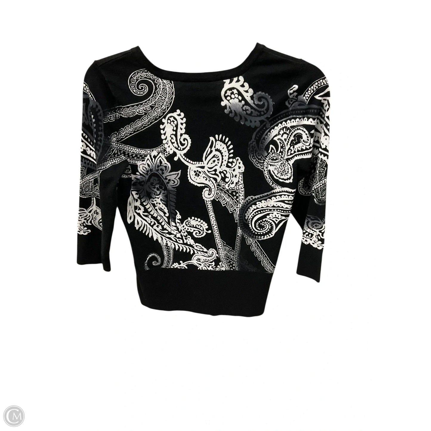 Top 3/4 Sleeve By White House Black Market In Black & White, Size: M