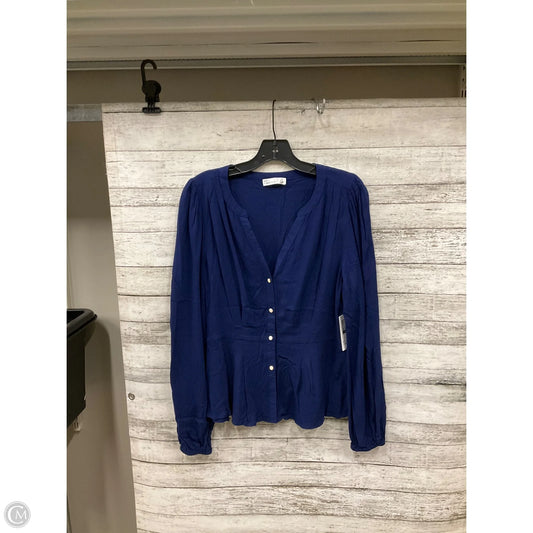 Blouse Long Sleeve By 89th And Madison In Blue, Size: M