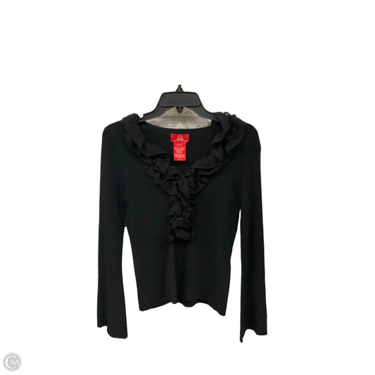 Top Long Sleeve Luxury Designer By Oscar De La Renta In Black, Size: S