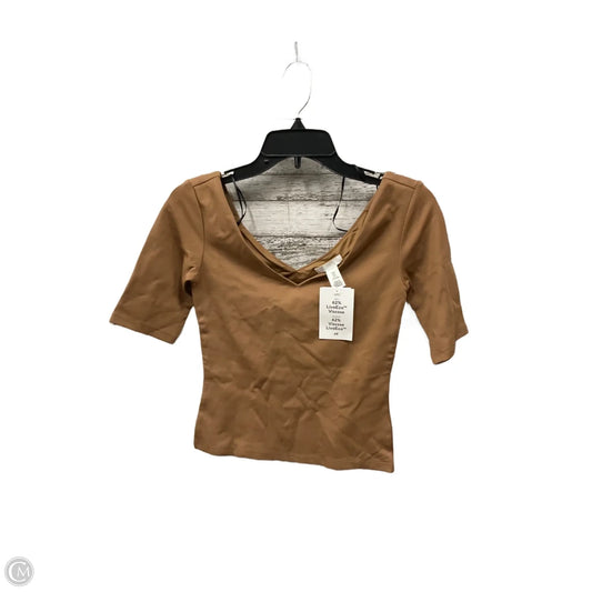 Top Short Sleeve By H&m In Tan, Size: S