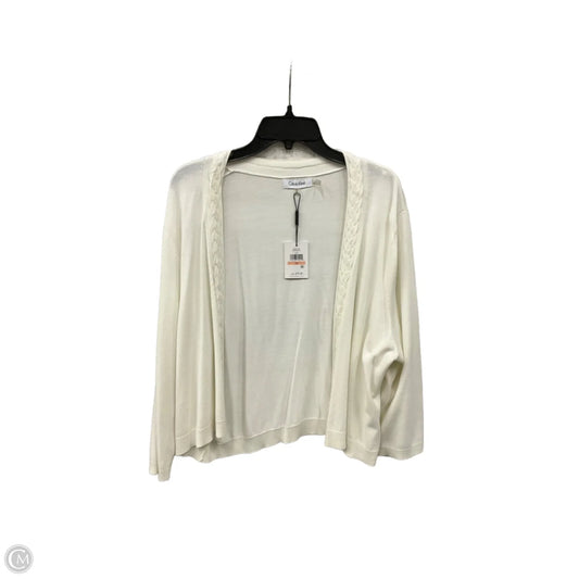 Cardigan By Calvin Klein In White, Size: 2x