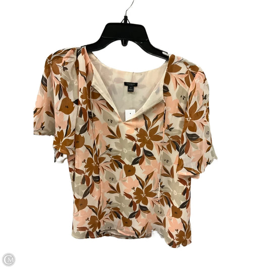 Top Short Sleeve By Ann Taylor In Brown & Pink, Size: M