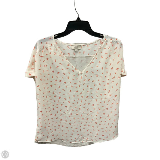 Top Short Sleeve By Loft In Orange & White, Size: L