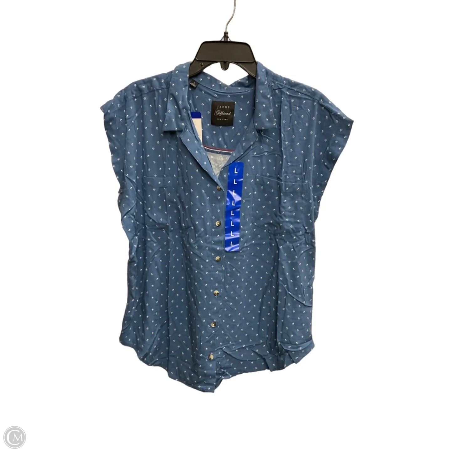Blouse Short Sleeve By Jachs Girlfirend In Blue, Size: L