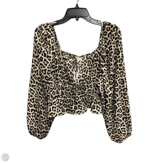 Top Long Sleeve By H&m In Animal Print, Size: L