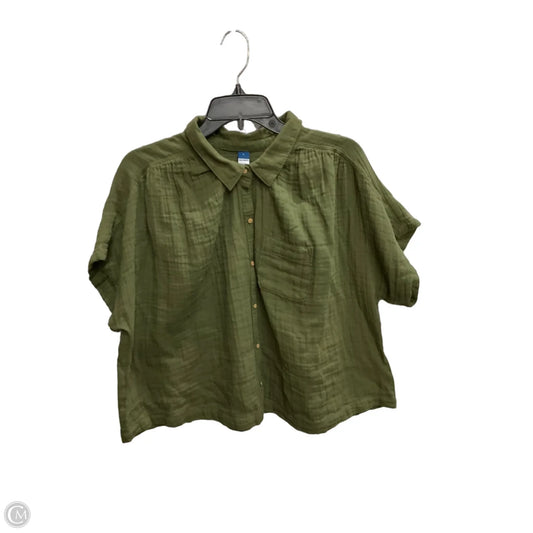 Blouse Short Sleeve By Old Navy In Green, Size: L
