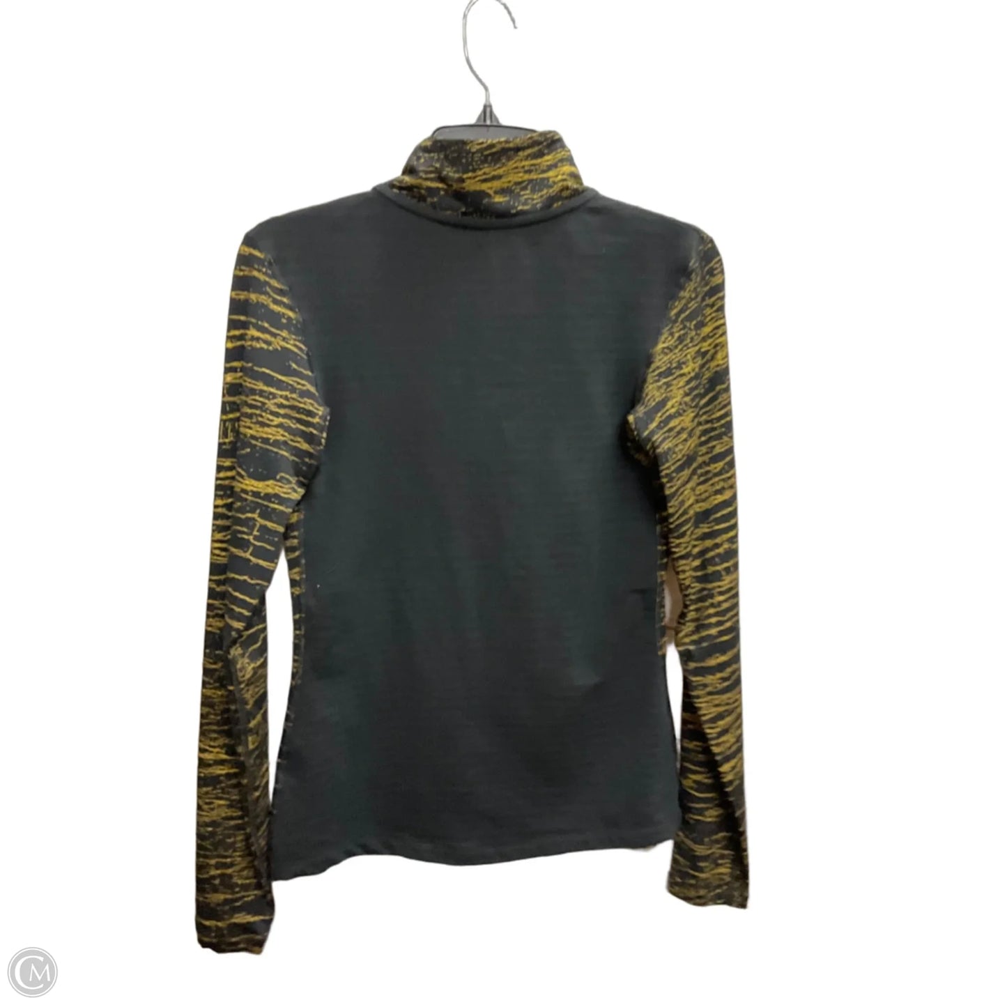 Athletic Top Long Sleeve Collar By Nike Apparel In Black & Gold, Size: M