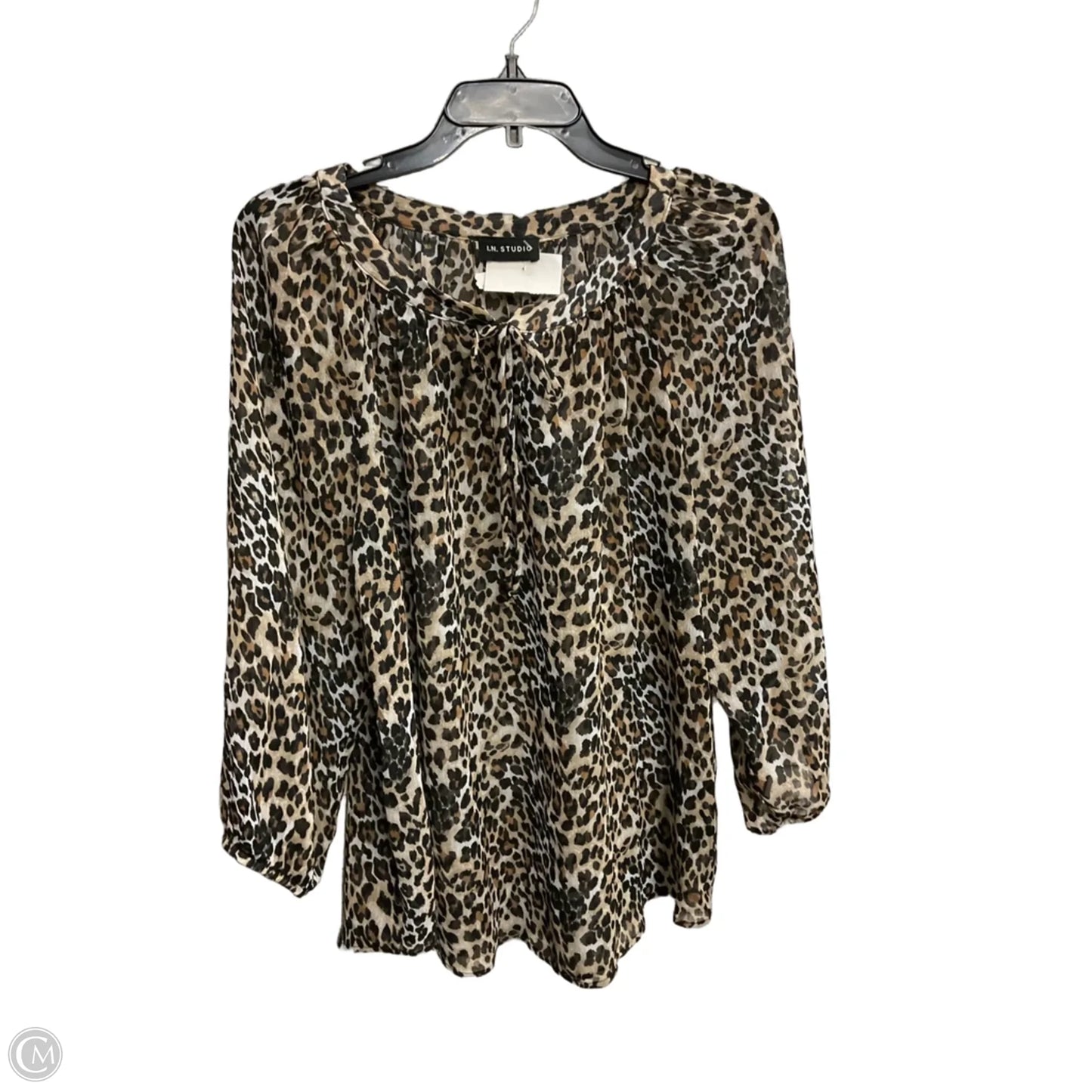 Top Long Sleeve By In Studio In Animal Print, Size: L
