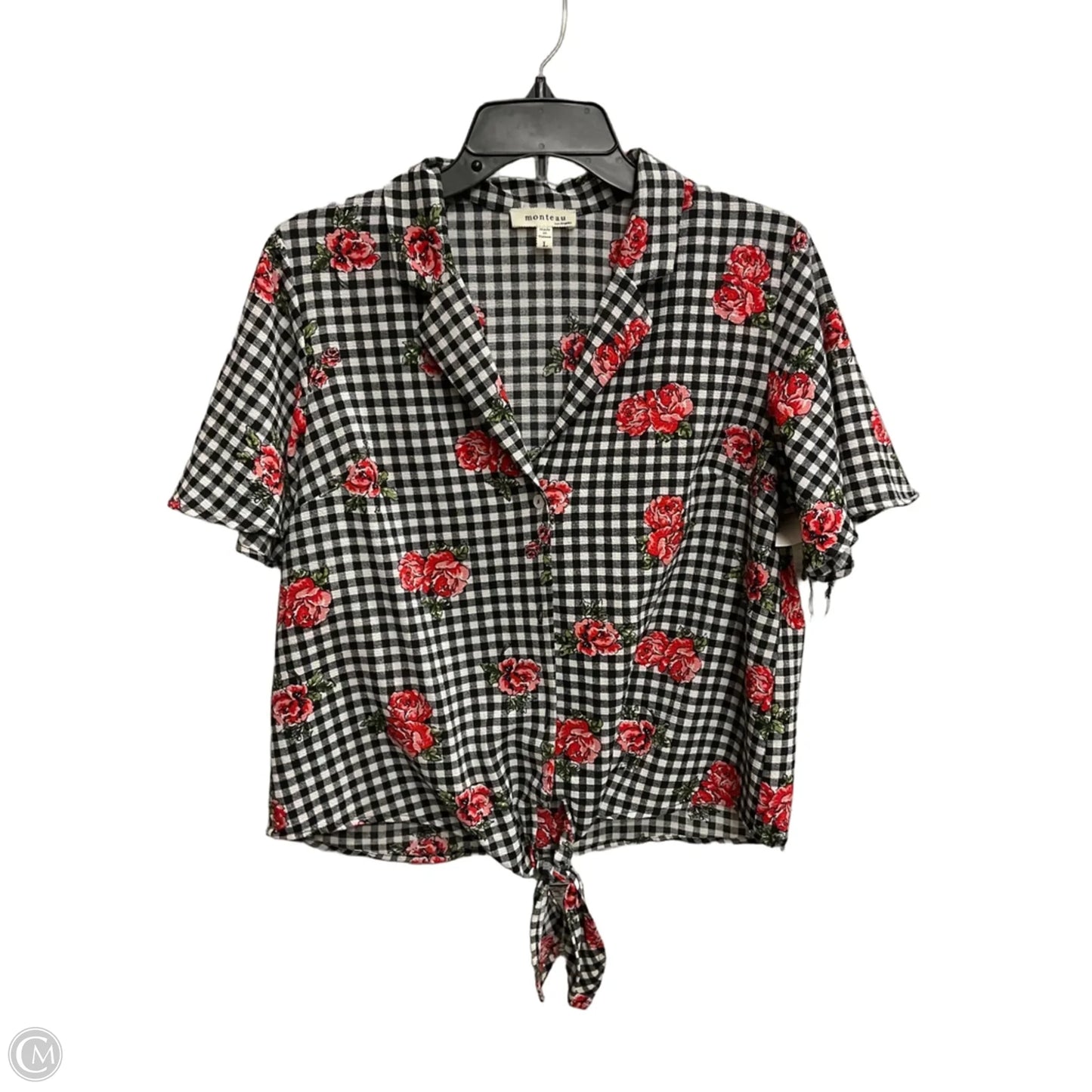 Blouse Short Sleeve By Monteau In Floral Print, Size: L