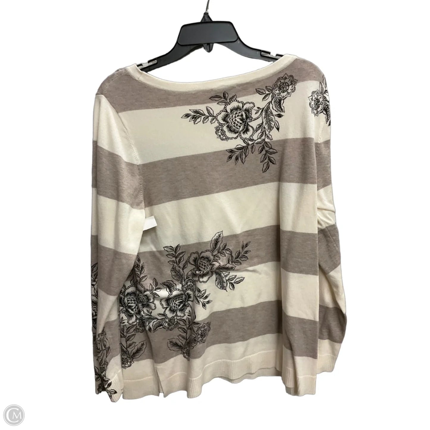 Top Long Sleeve By Chicos In Brown & Cream, Size: Xl