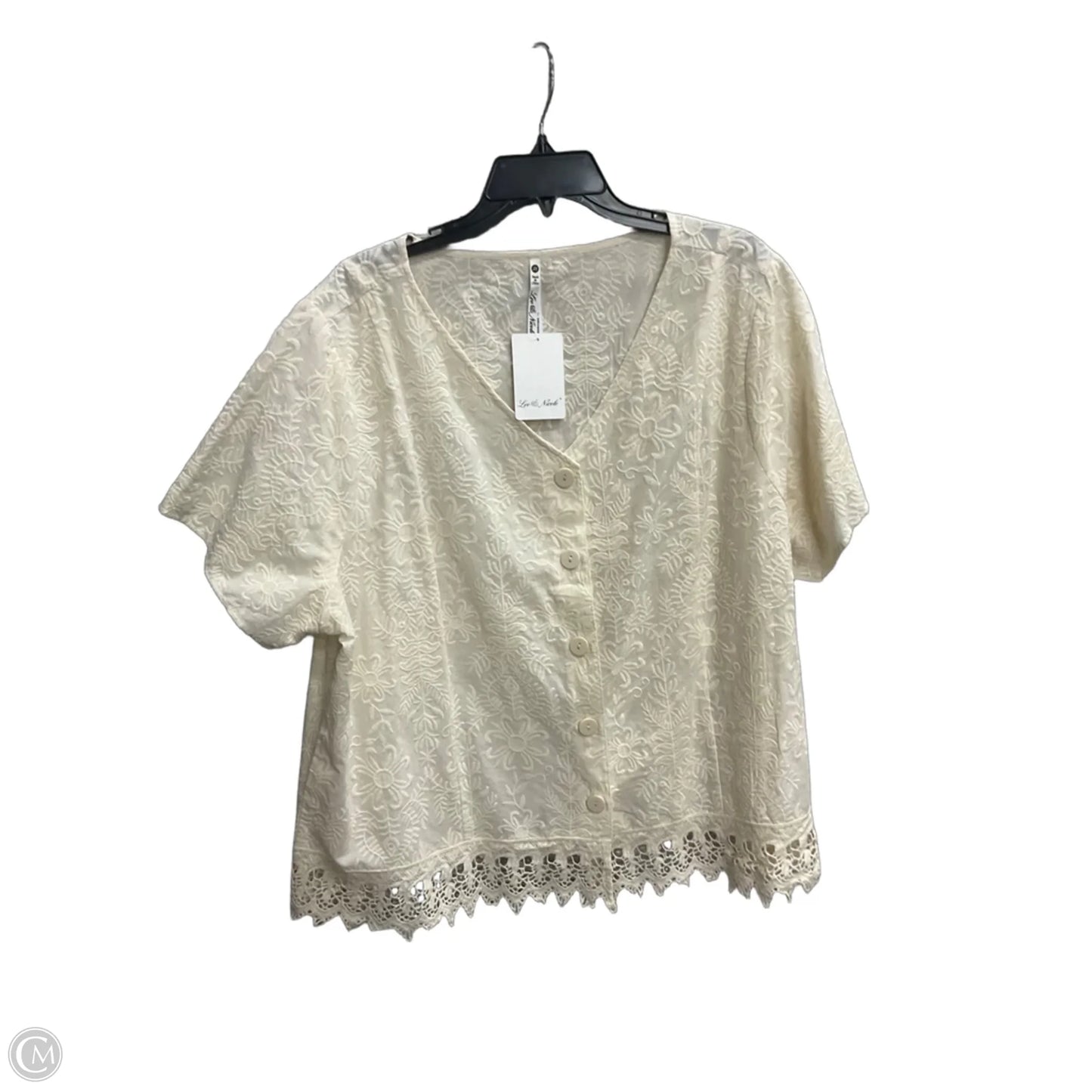 Blouse Short Sleeve By Leo And Nicole In Cream, Size: 2x