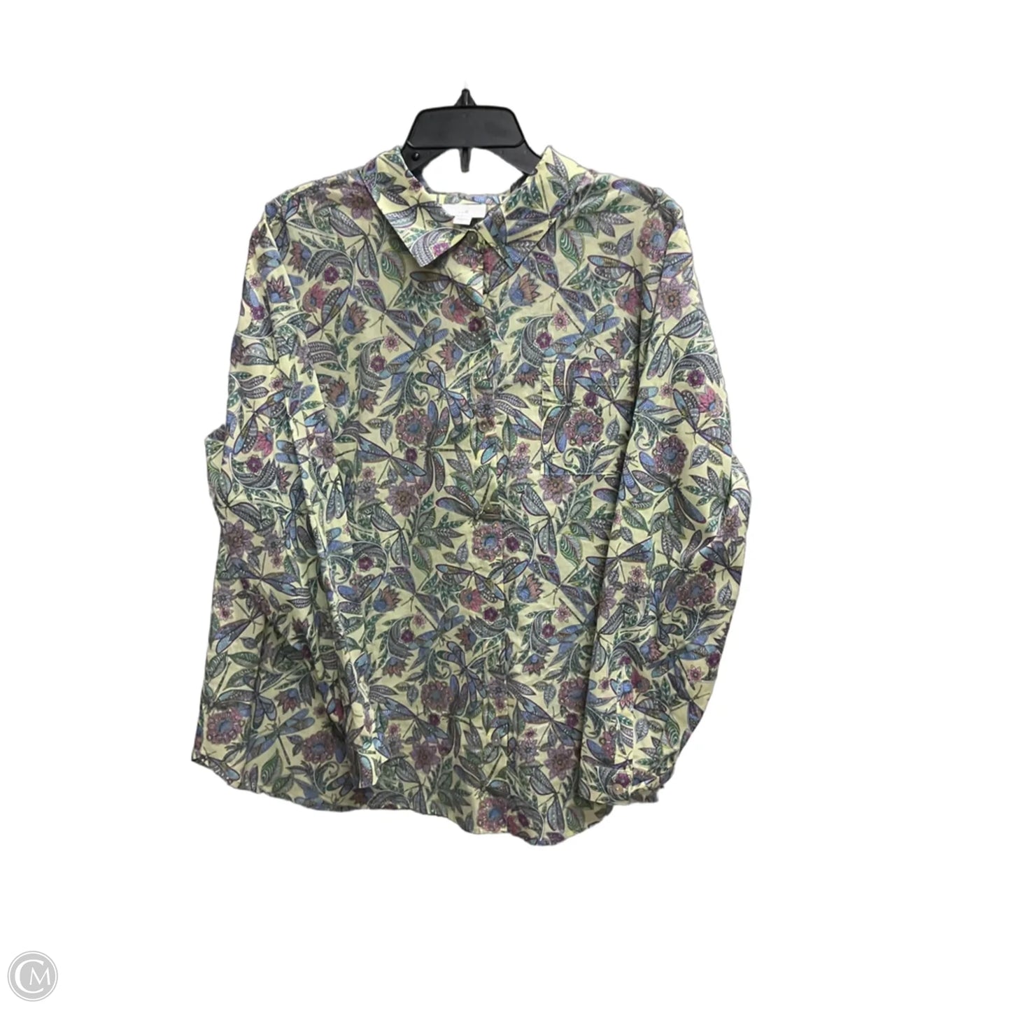 Blouse Long Sleeve By J. Jill In Green, Size: Xl