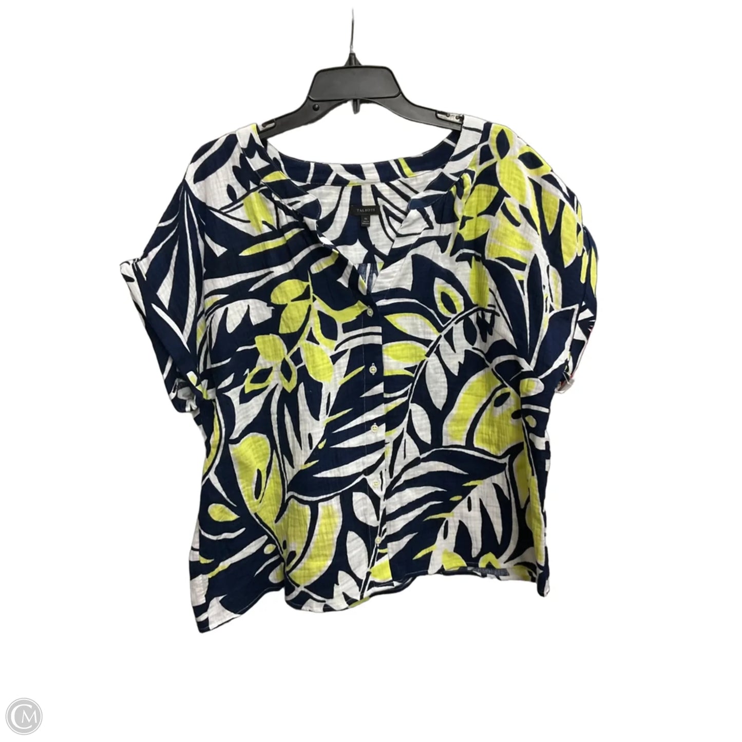 Blouse Short Sleeve By Talbots In Navy, Size: Xl