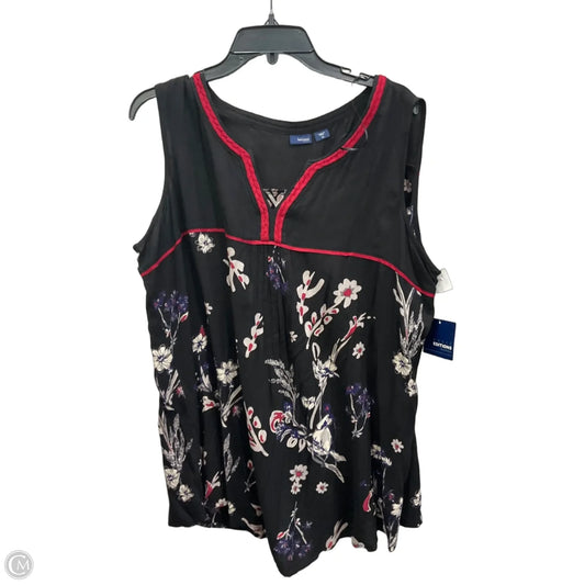 Top Sleeveless By Basic Editions In Black & Red, Size: 1x