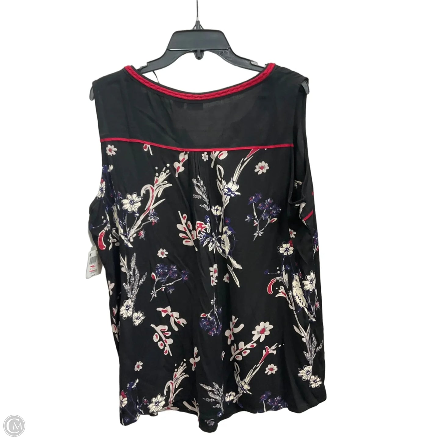 Top Sleeveless By Basic Editions In Black & Red, Size: 1x