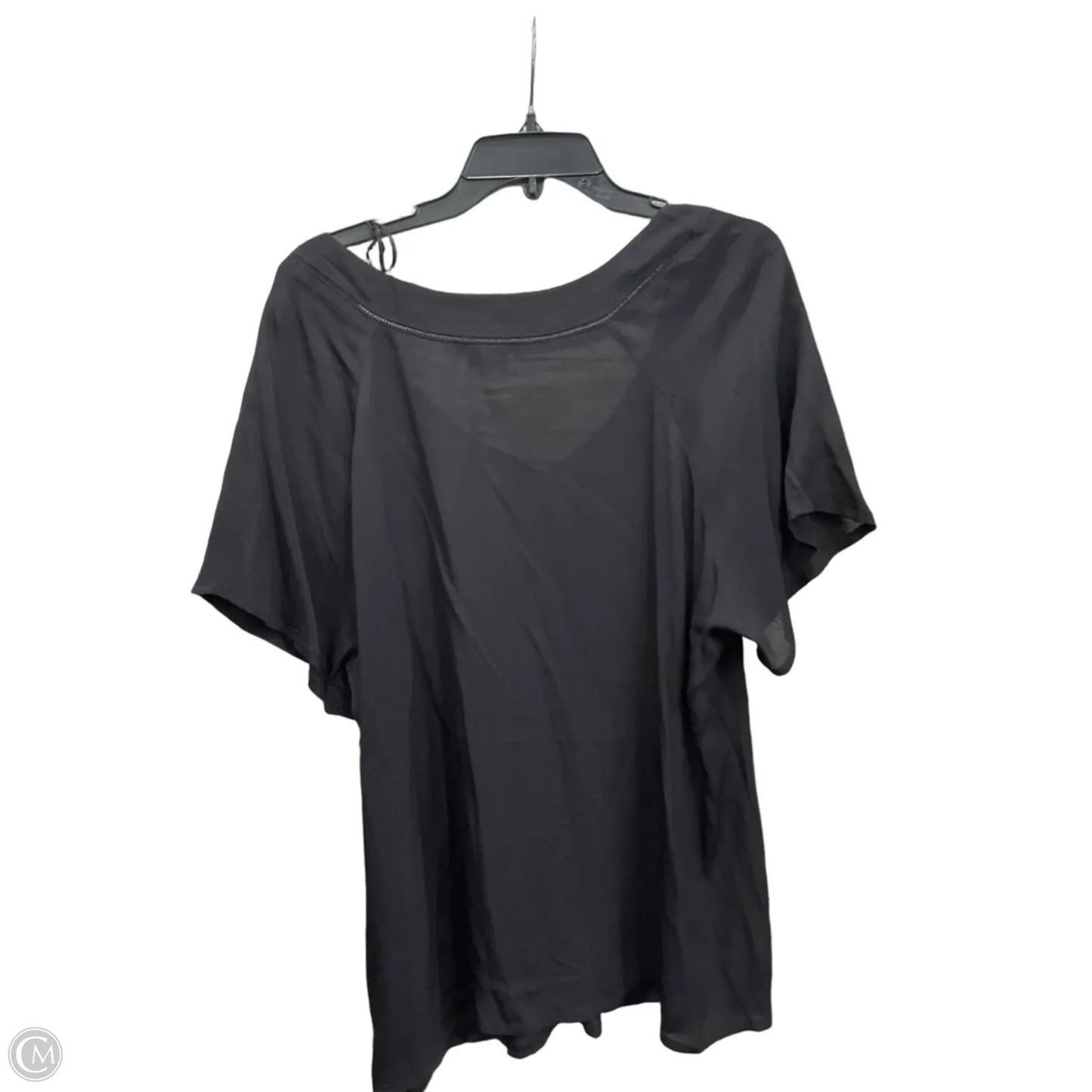 Top Short Sleeve By Basic Editions In Black, Size: 1x