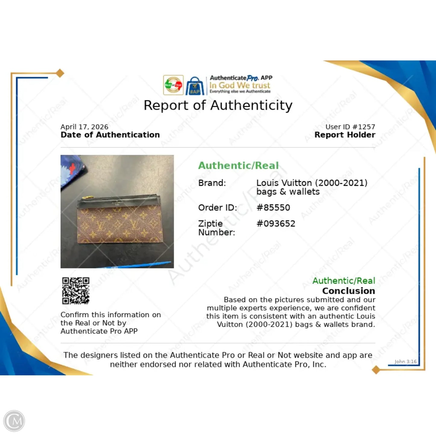 Id/card Holder Luxury Designer By Louis Vuitton, Size: Medium