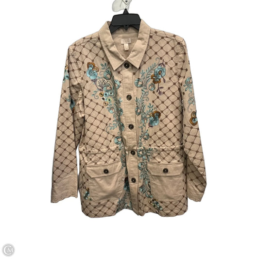 Jacket Shirt By Logo In Tan, Size: L