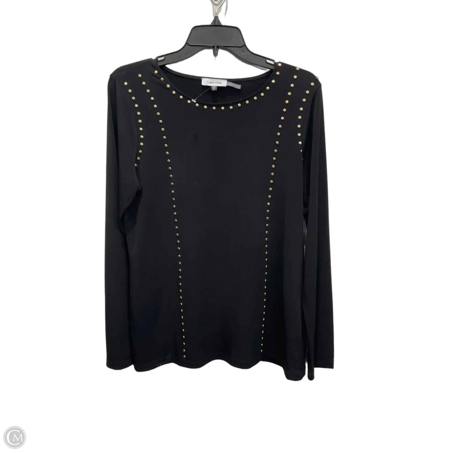 Top Long Sleeve By Calvin Klein In Black, Size: M