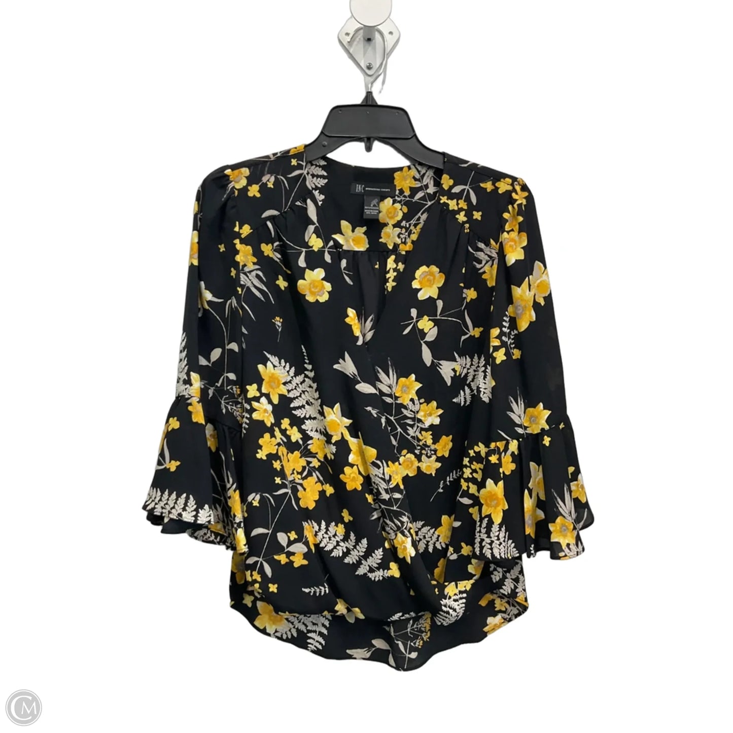 Top Long Sleeve By International Concepts In Floral Print, Size: S