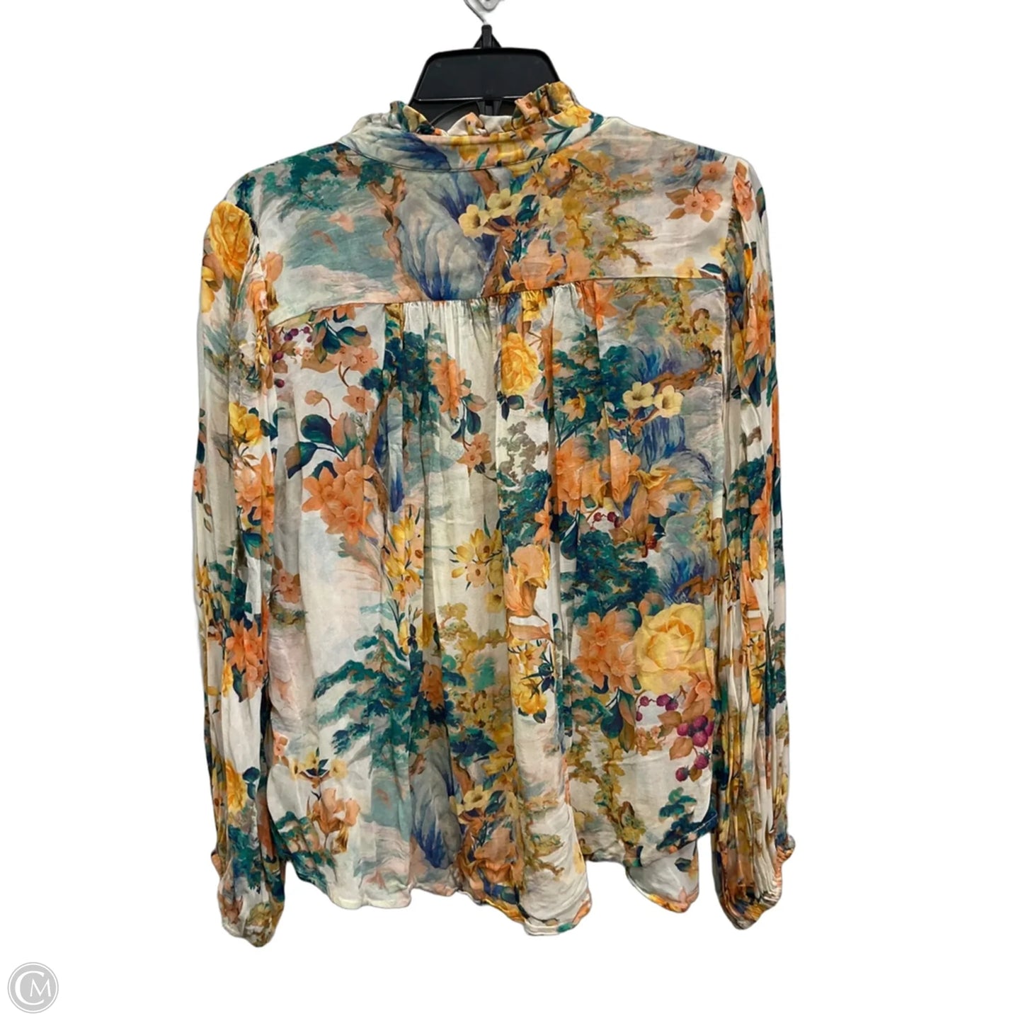 Top Long Sleeve By Anthropologie In Floral Print, Size: L