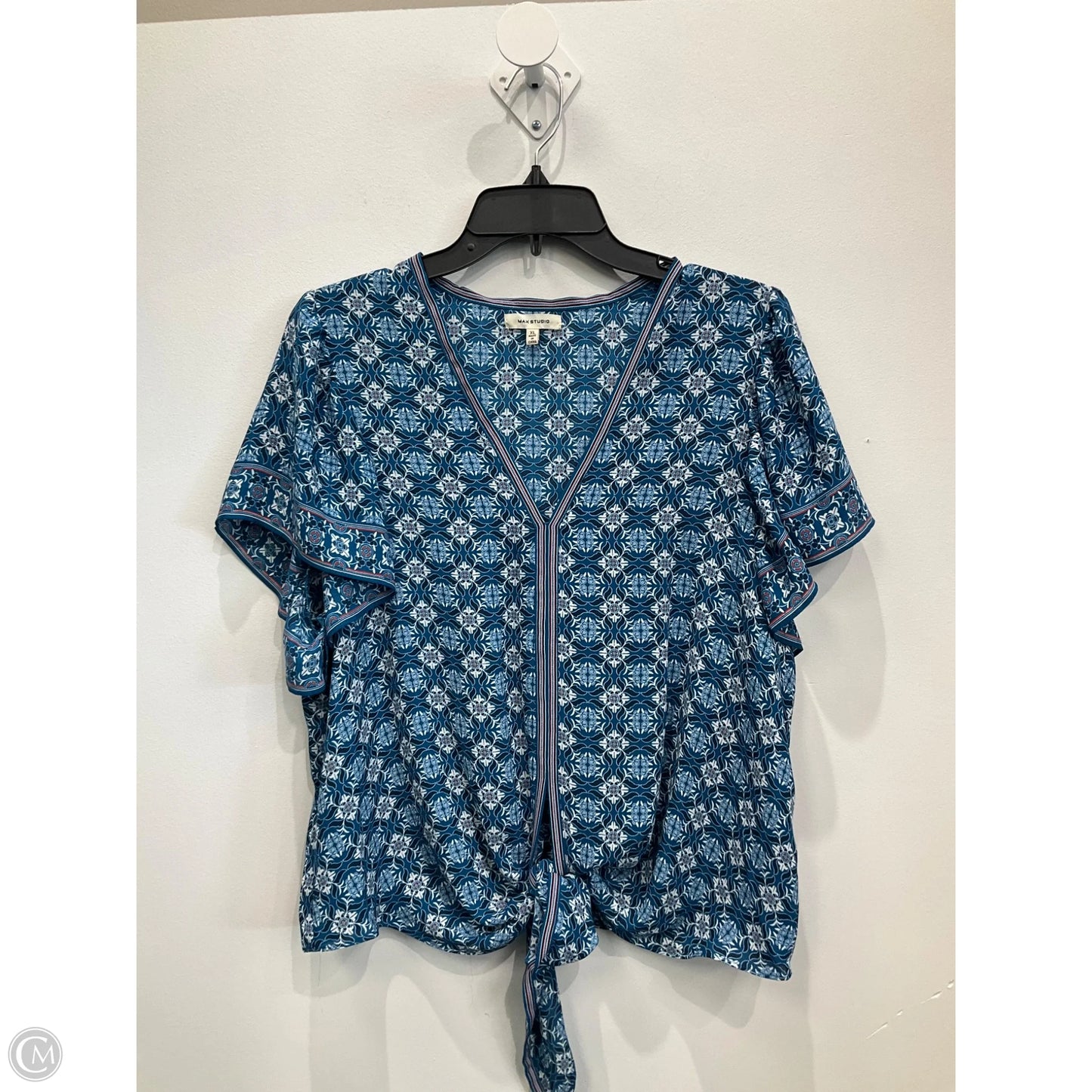 Top Short Sleeve By Max Studio In Blue, Size: Xl