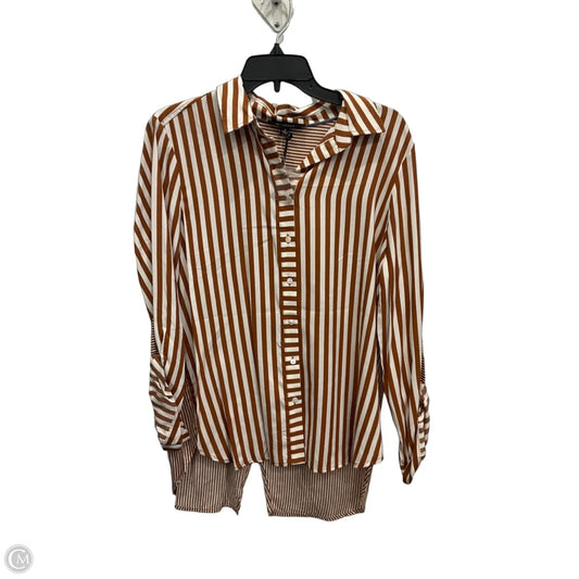 Blouse Long Sleeve By Jane And Delancey In Brown, Size: M