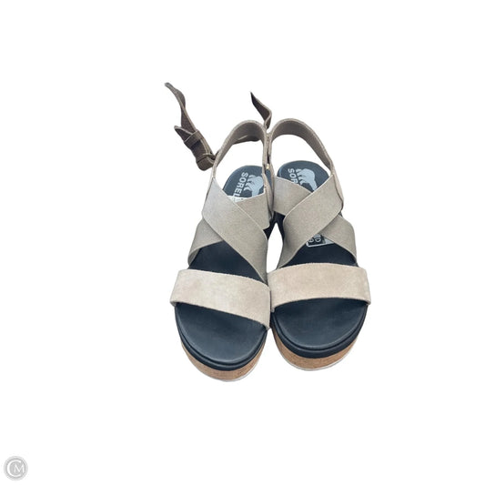 Sandals Heels Wedge By Sorel In Black & White, Size: 8
