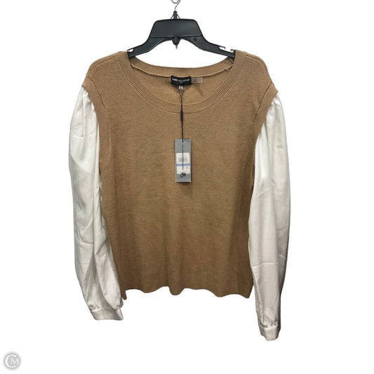Top Long Sleeve Designer By Karl Lagerfeld In Tan & White, Size: Xl
